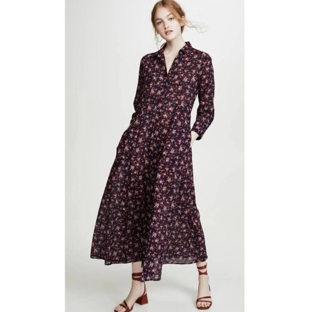 Xirena Women's Dalton Shirt Dress Long Sleeve Button Front Secret Garden Maxi